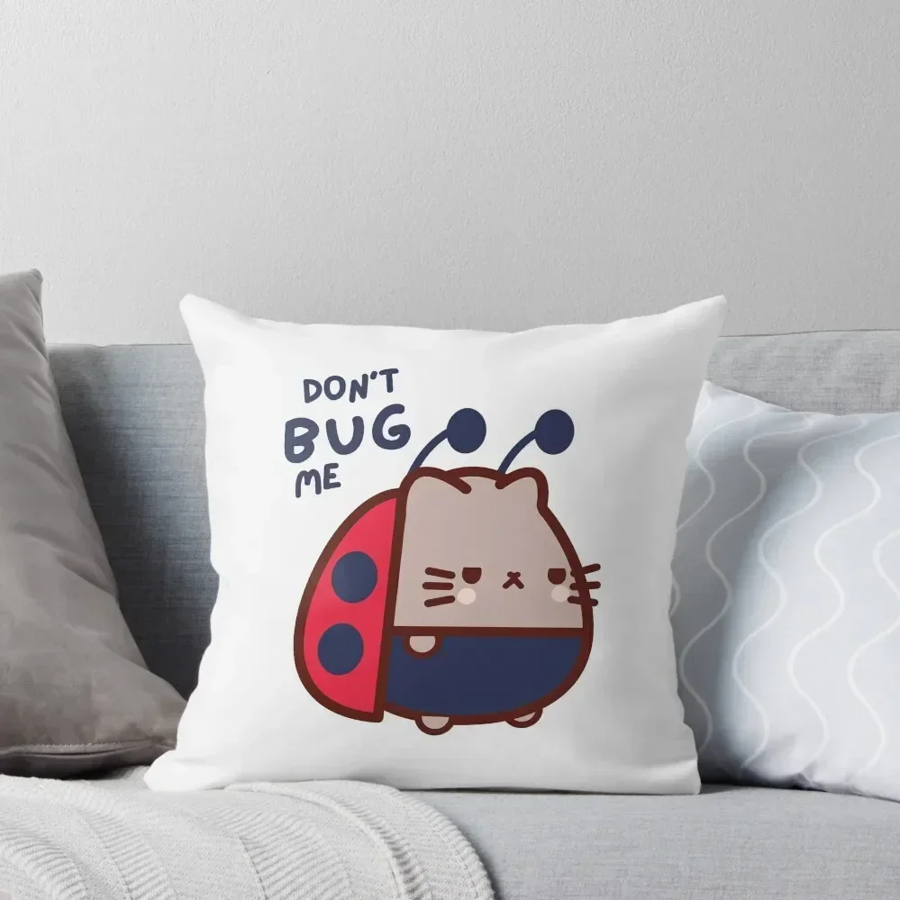 Funny Cat Ladybug 'Don't Bug Me' Cute Kawaii Cat Rocking a Ladybird Outfit Cat Lovers Gift Throw Pillow