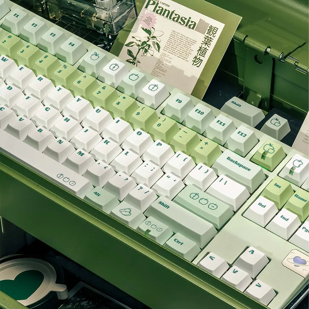 Green Theme Keycap Gradient OEM Profile PBT/ABS Keycaps for Cherry MX Mechanical Keyboard Full Set Keyboards Accessories