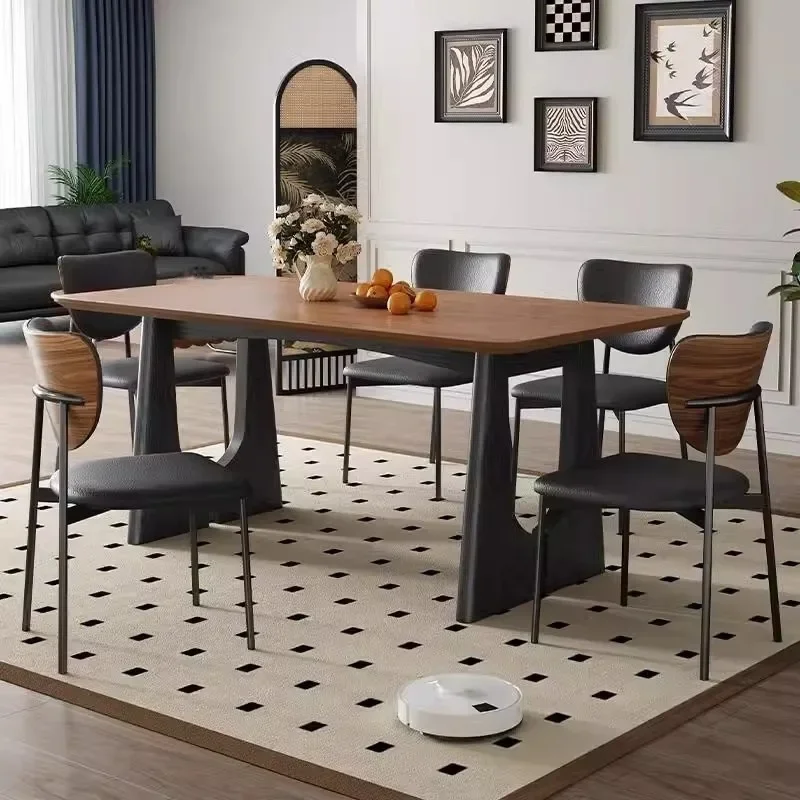 Medieval style all solid wood dining table and chair combination household Nordic retro style ash wood grain dining table