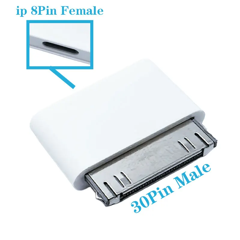 8Pin Male To 30 Pin Female Charging Sync Converter for IPhone 4 4S IPad 2 3 IPod Touch Charger Cable