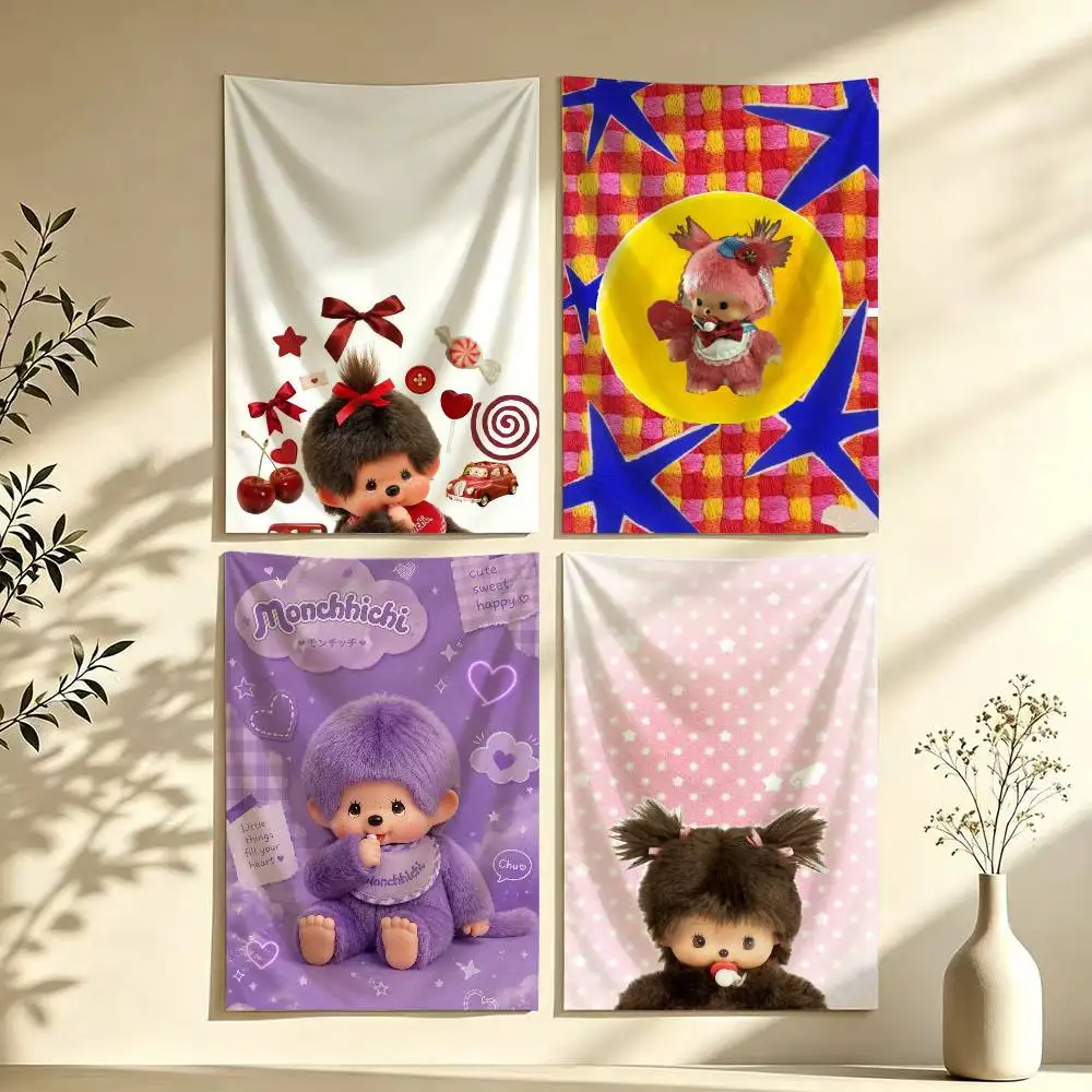 Cute M-MonchhichiS Flag Digital Printing Banner for Garage Wall Out Door Decoration