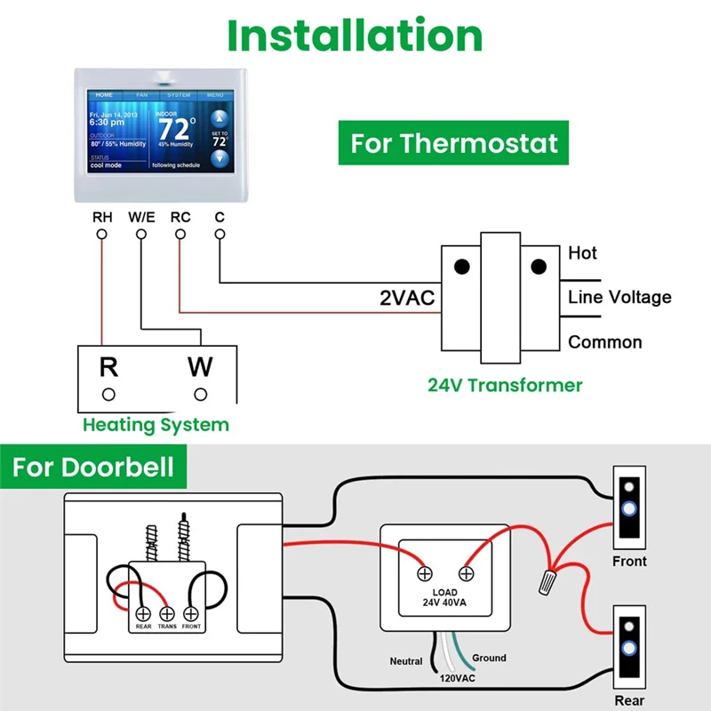 KYCOR-Doorbell Transformer 24V 40VA For Ring Video Doorbells, Hardwired Door Chime Transformer Power Supply