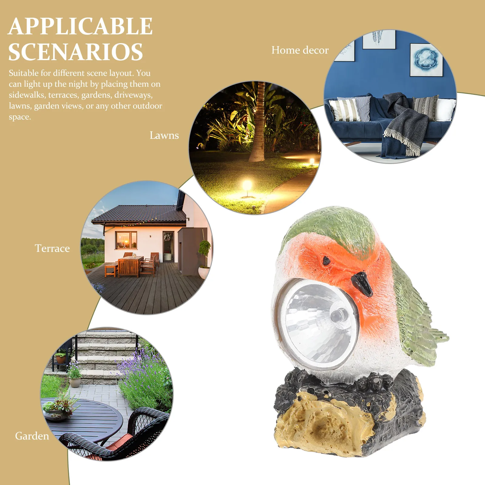 

Lamp Decor Garden Light Outdoor Resin Solar Light Wall Mountable Day Night Charging Creative Shaped Solar Lamp Garden Bird