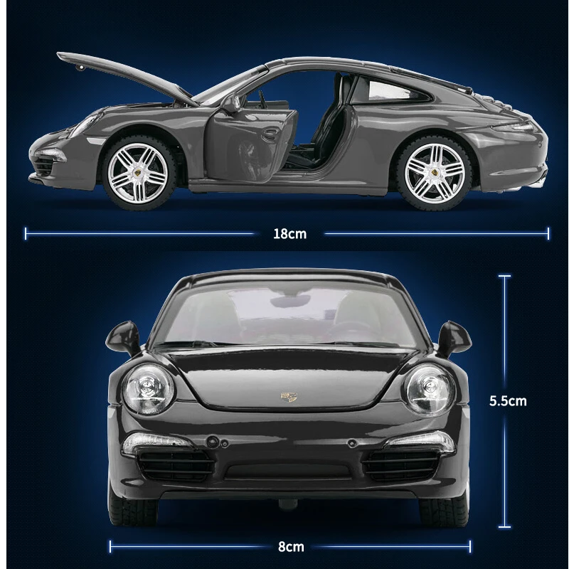 Porsche 911 Model Car 1:24 Scale Diecast Alloy Metal Collectible Die Cast Vehicles Hobby Toy Gift for Kids Adults