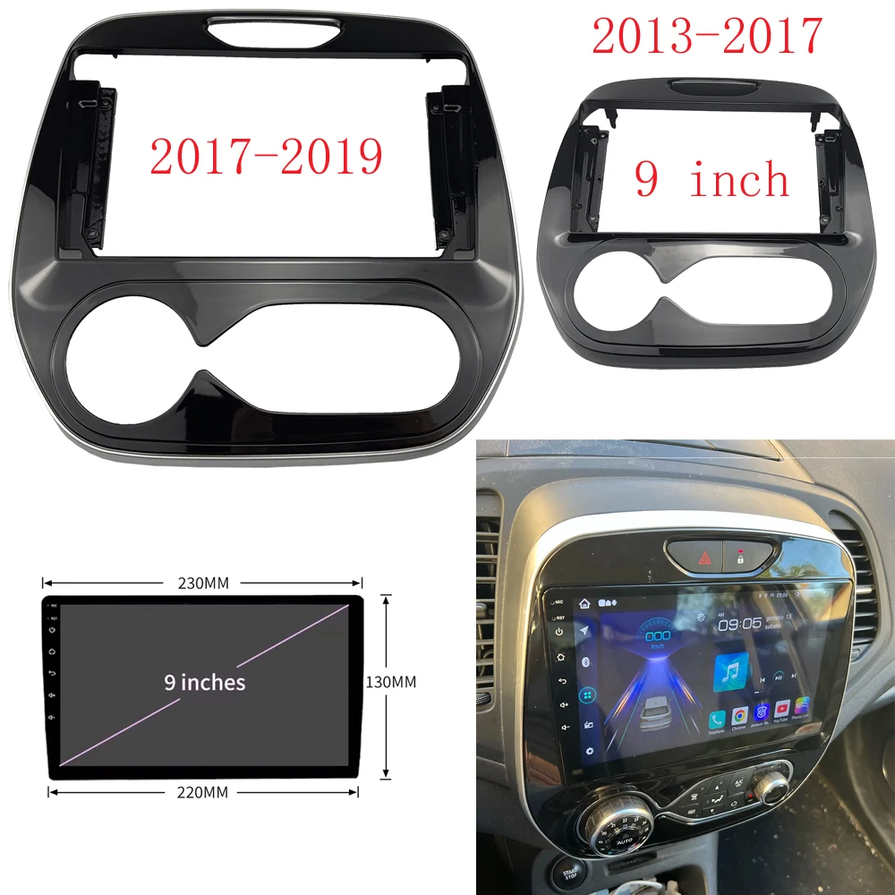 WQLSK 9 Inch For Renault Captur Clio 2013-2019 Car Frame Fascia Adapter Canbus Box Decoder Android Radio Dash Fitting Panel Kit
