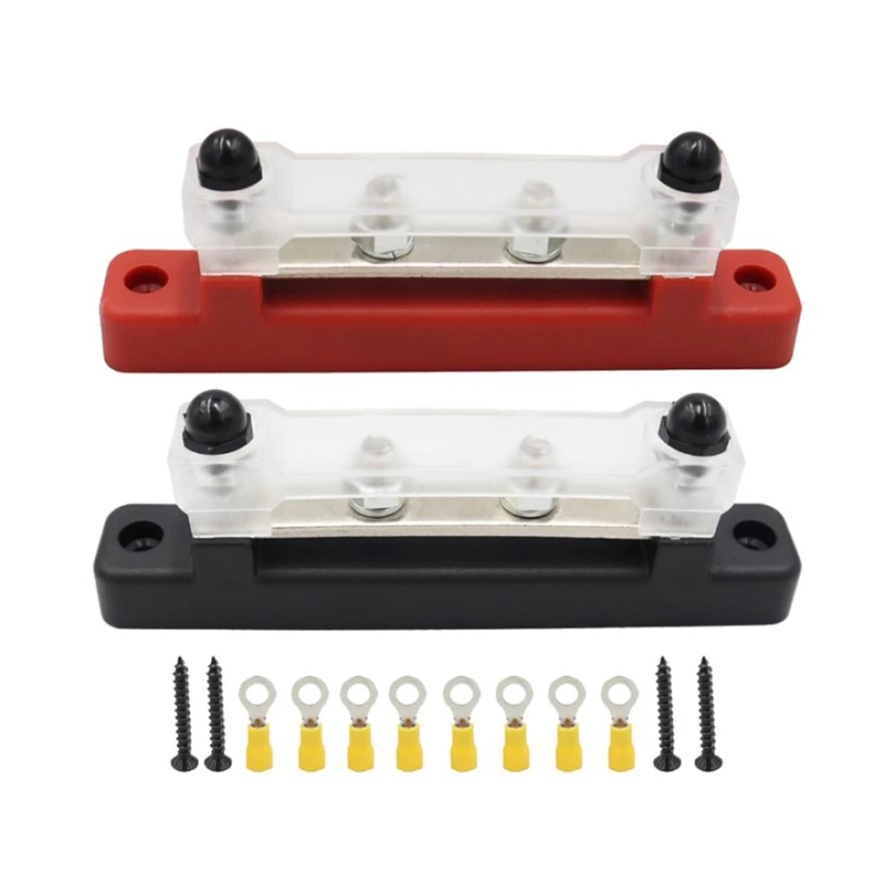 

2pcs 12V-48V 150A Bus Bar Terminal Positive Negative M6 Battery Power Distribution Block With Cover For Boat RV Truck Camper