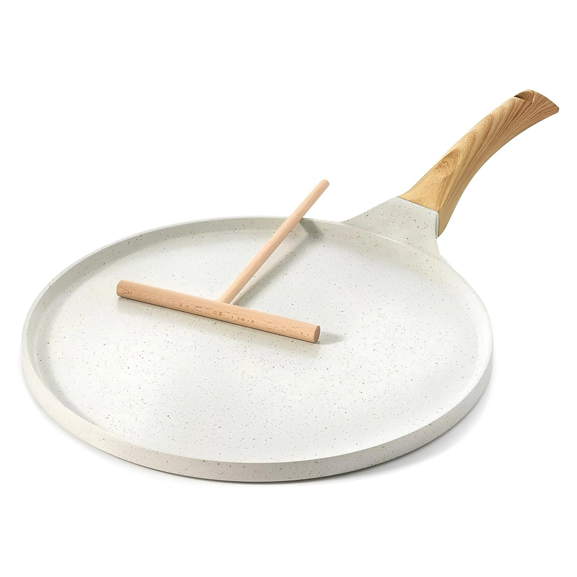 20/24/28cm Aluminum Alloy Non-stick Crepe Frying Pan With Wooden Spreader Universal for Gas & Induction Home Pancake Pan