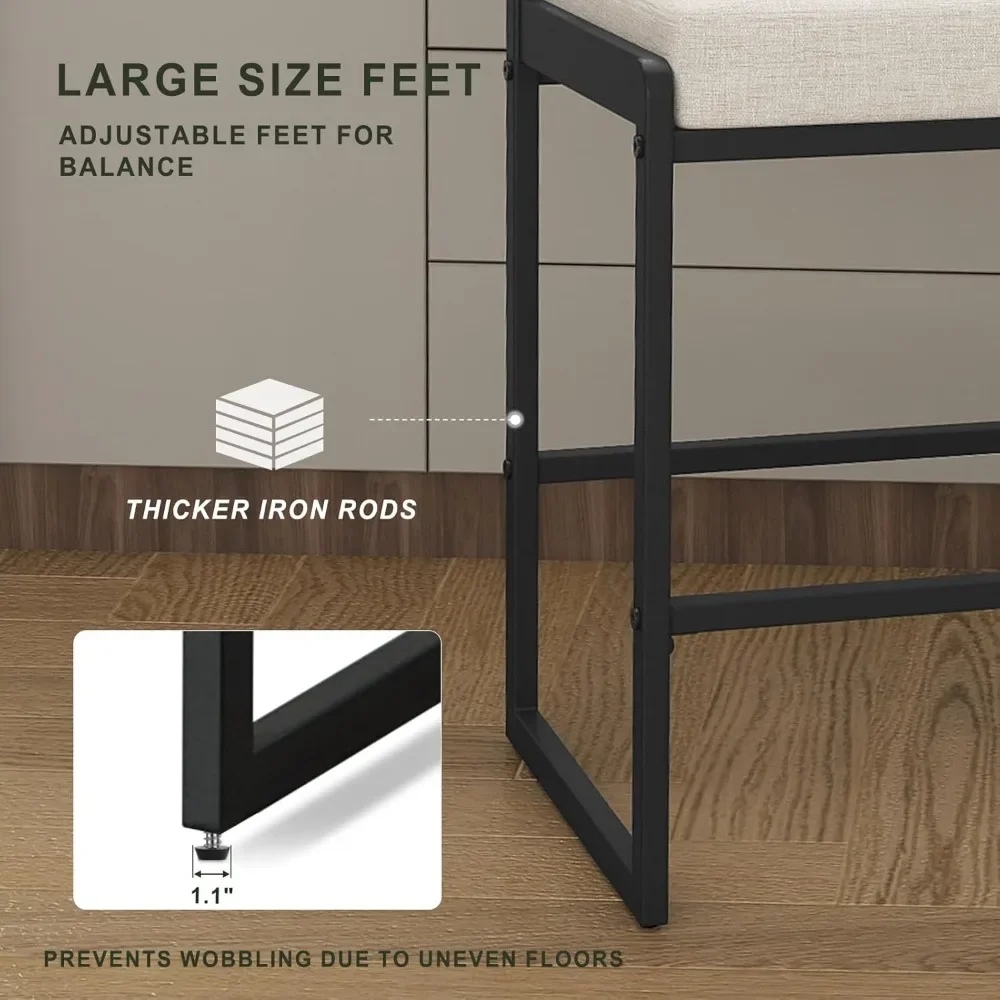 مجموعة مقاعد بار حديثة بارتفاع عداد مكونة من 3 قطع، كراسي بارتفاع 26 بوصة مع ظهر، ومقاعد من القماش المنجد، ومقاعد للبار المعدنية #4