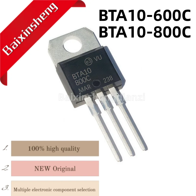 

10 pieces, brand new BTA10-600C, BTA10-800C, BTA10, 600C, 800C, TO-220, bidirectional thyristor