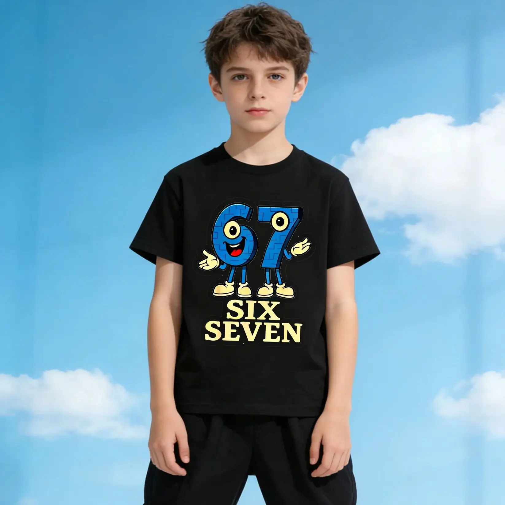 67 ستة سبعة الإيطالية الدماغ روت الرياضيات نكتة طباعة الاطفال بلايز للطفل تي شيرت هدية للبنين تي شيرت 67 الأطفال المحملة القمم القطن #1