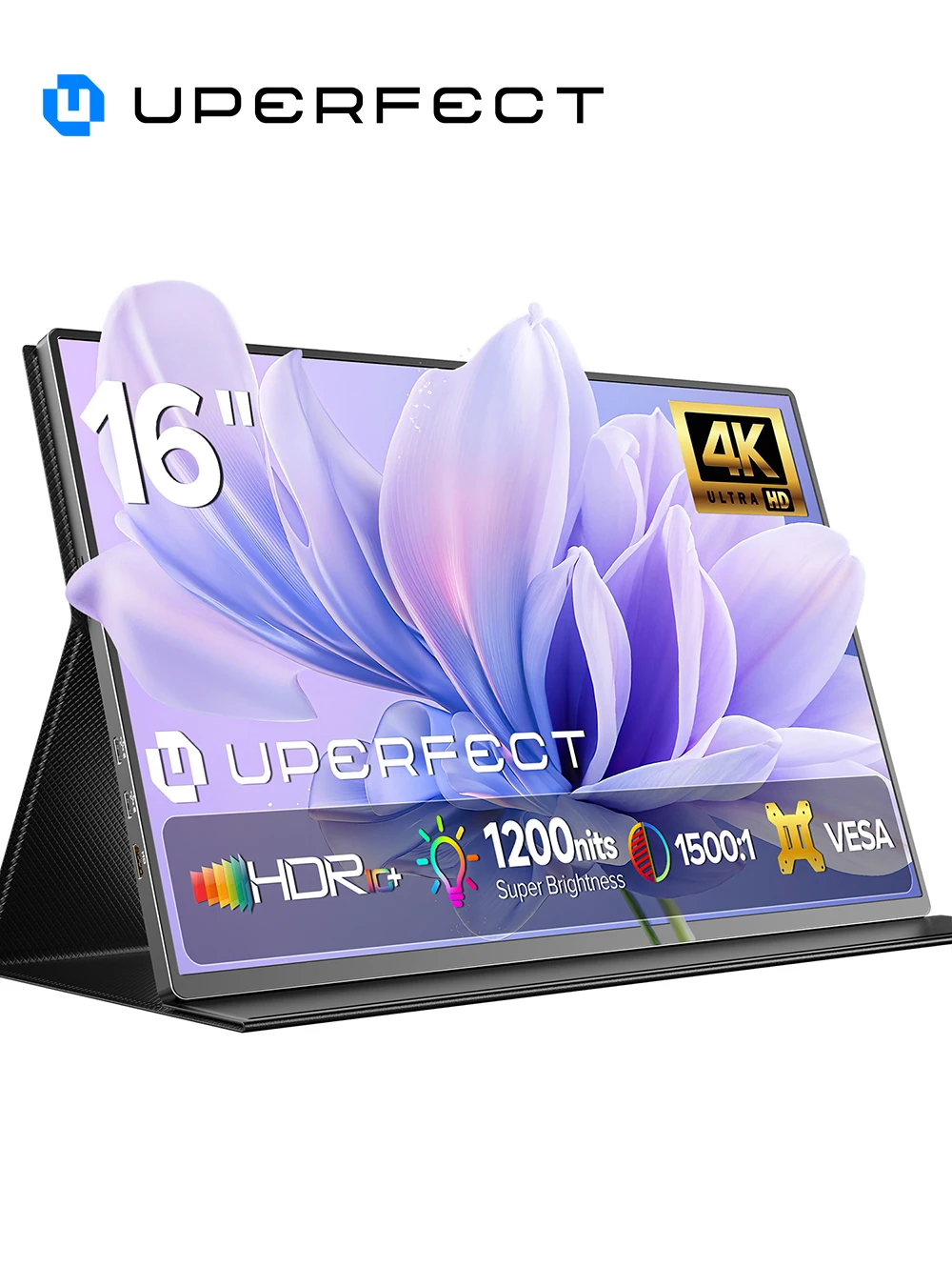 �cran portable UPERFECT True 4K 16 pouces UHD 3840 � 2160 100 % sRGB USB-C HDMI, deuxi�me �cran externe avec haut-parleurs pour ordinateur portable, MacBook, Switch, PS5/4, Xbox, t�l�phone de jeu �tendu