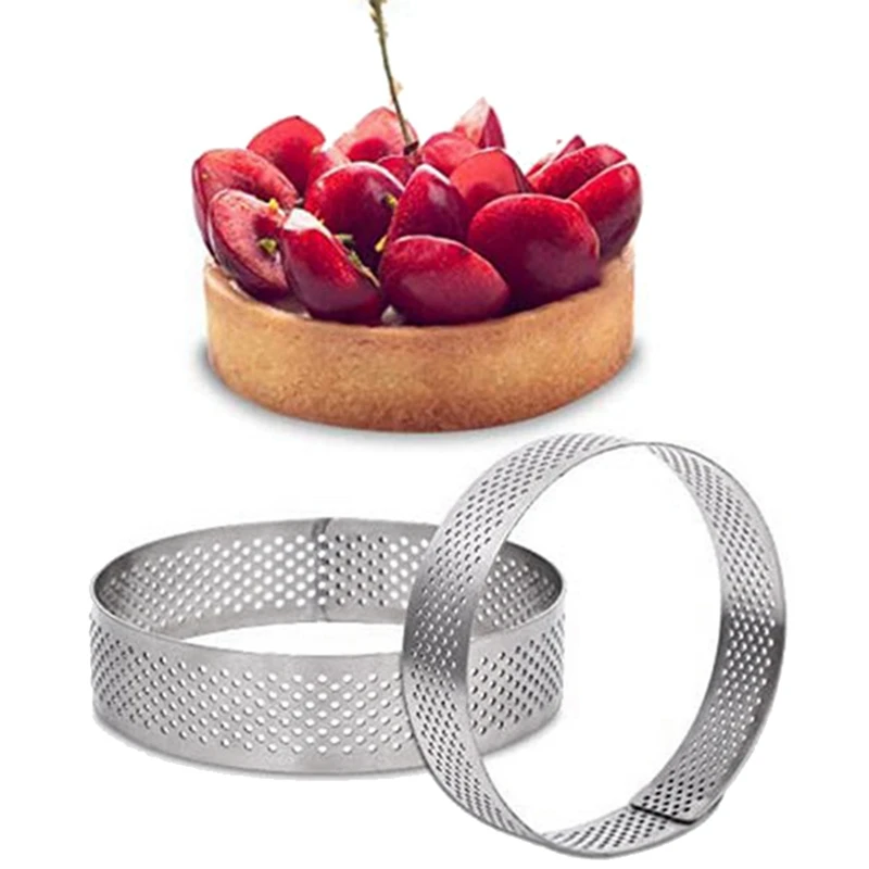 48 Pack Stainless Steel Tart Rings 3 In,Perforated Cake Mousse Ring,Cake Ring Mold,Round Cake Baking Tools