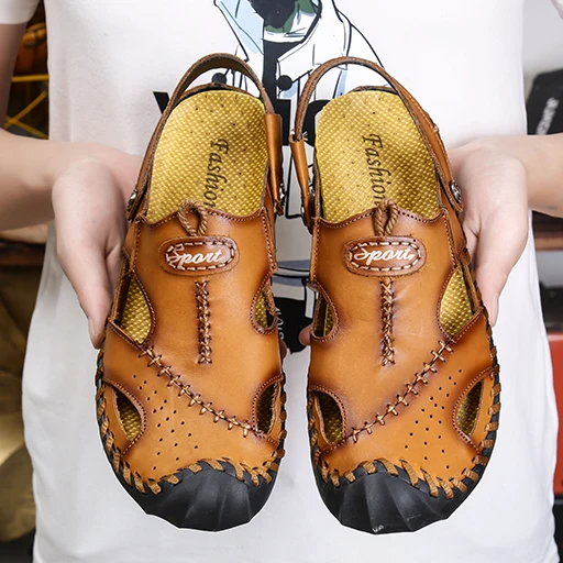 

New Genuine Leather Sandals Men's Comfortable Slipper Summer Man Sandals Trending Man's Leather Sandal Designer Men's Shoes