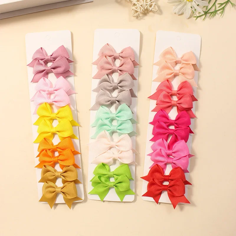 10Pcs Cute Bows Baby Hair Clips Candy Color Girls Princess Hairpins Barrettes Kids Hair Accessories