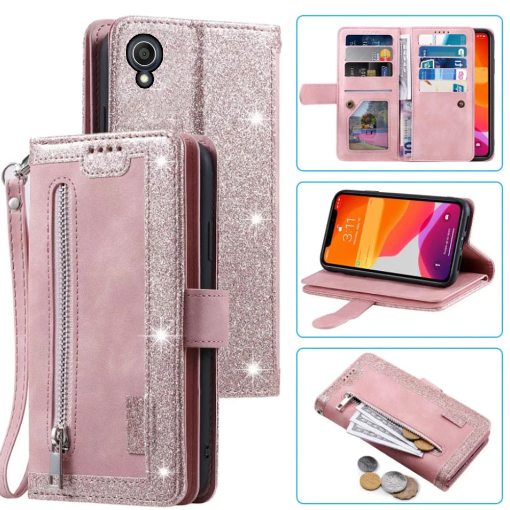 9 Cards Wallet Case For Asus ZenFone Live L1 Case Card Slot Zipper Flip Folio with Wrist Strap Carnival For Asus ZA550KL Cover