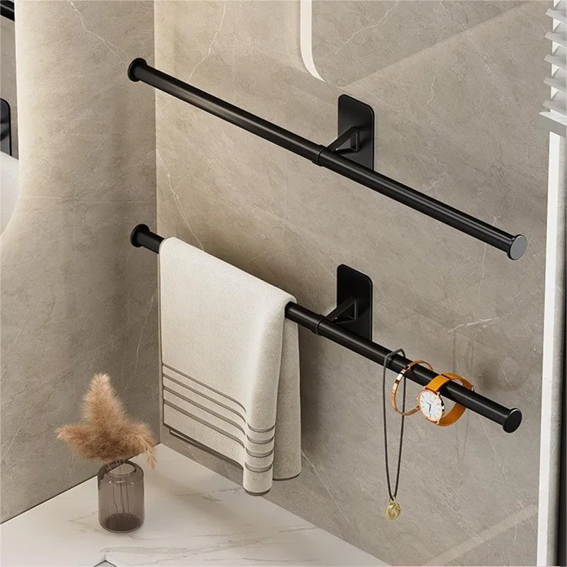 35/45/55cm Towel Rack Towel Hanger Bath Towel Holder Wall Hanging Towel Bars Aluminum Bathroom Shelf Kitchen Storage Rack