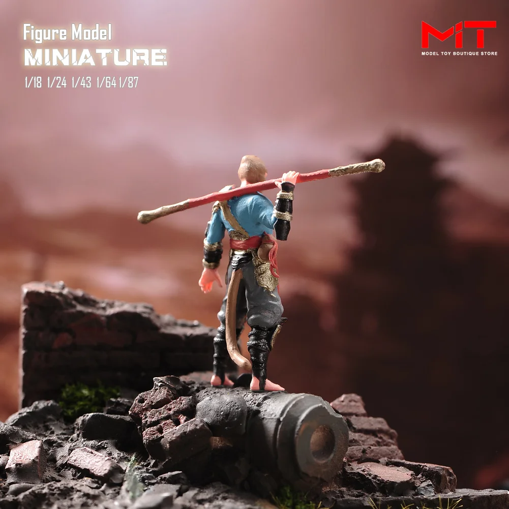 متوفر شخصيات مرسومة 1/87 1/64 1/43 1/24 1/18 تمثال قرد قصص الأسطورة الصينية المنمنمات دمية صغيرة نموذج المشهد الدعائم اللعب