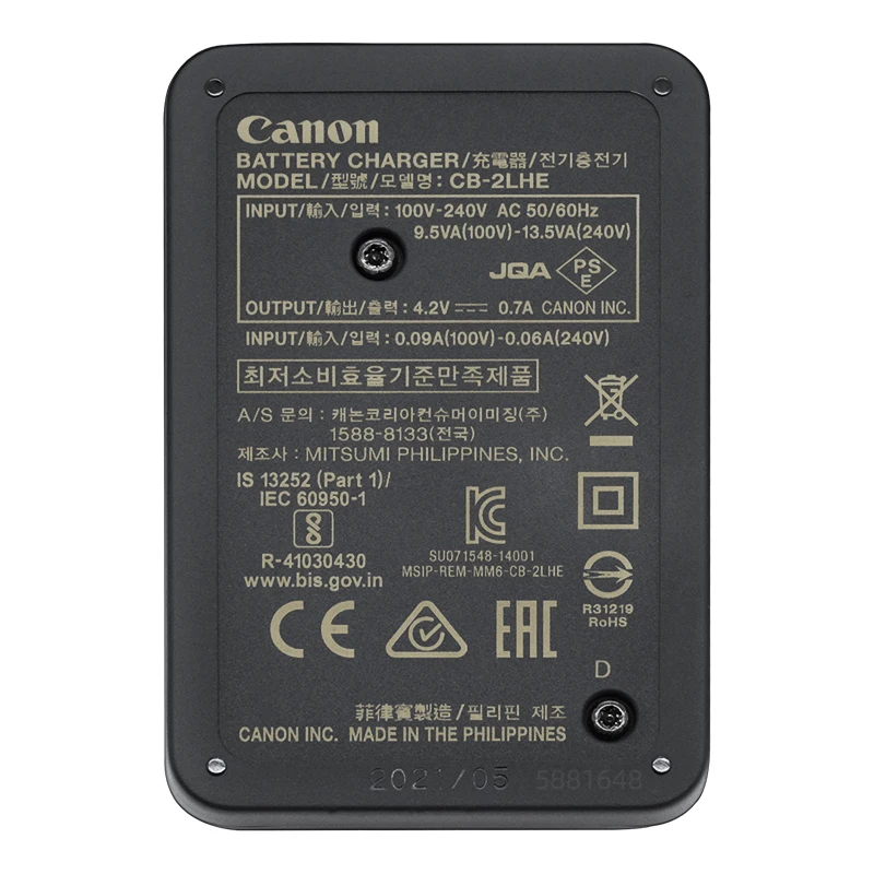 كانون شاحن بطارية الكاميرا ، CB-2LHE ، شاحن الأصلي لكانون NB-13L ، كانون G1 ، G5X ، G7X ، MarkII ، Sx 620 ، 720 ، 730 ، 740