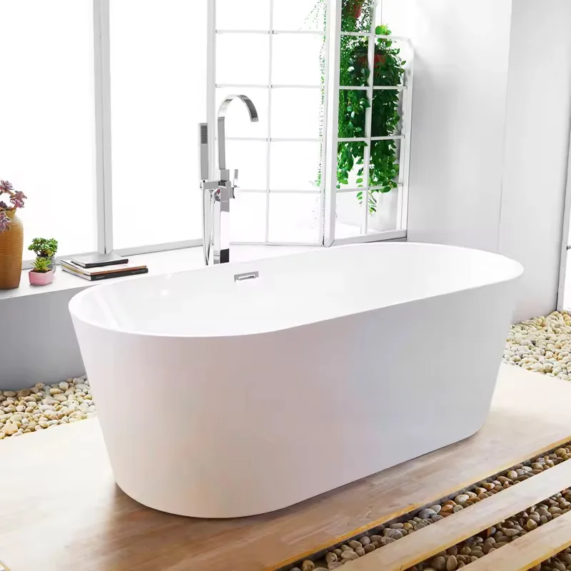 

Hotel Freestanding Acrylic Bath Tub Solid Surface Outdoor Bathtubs Soaking Baths