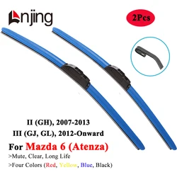 LNJING Colorful Wiper Blades For Mazda 6 Atenza GH GJ GL 2007 2008 2009 2010 2011 2012 2013 2015 2016 2017 2018 Car Accessories