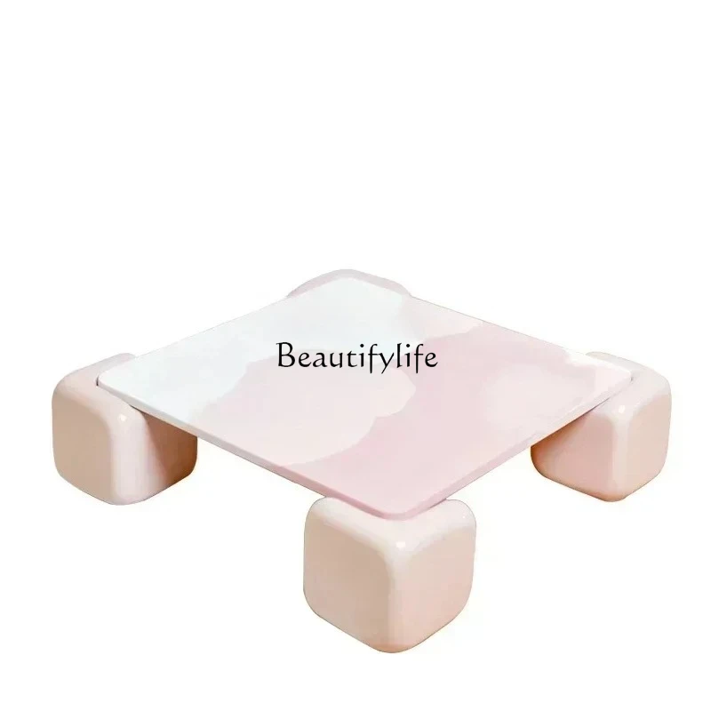

Creative Modern and Simple Design Transparent Tempered Glass Dice Tea Table