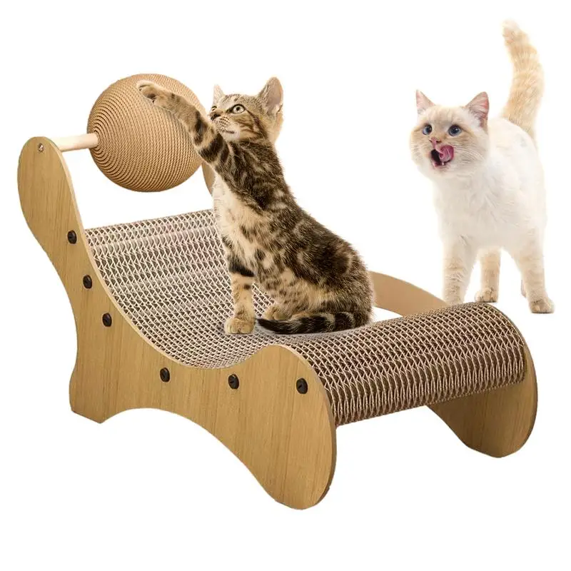 

Cat Scratcher Cardboard Sisal Ball 2 In 1 Curved Design Scratcher Reversible Scratcher For Indoor Cats Elegant Cat Sofa