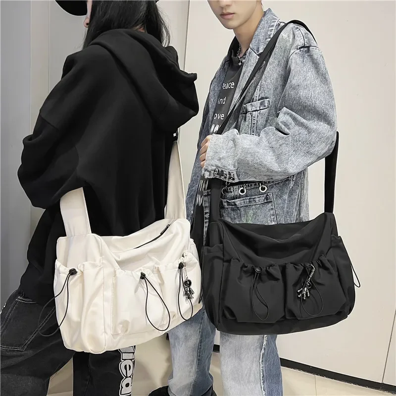 Fashion brand literary youth shoulder bag (female ins style) solid color lovers versatile work clothes bag (male canvas bag) sac