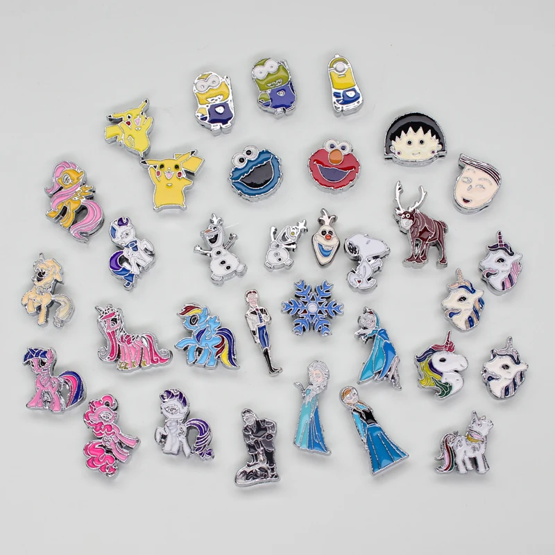 10Pcs/Lot 8mm Enamel Princess Slide Charms Bracelet Making Fit Pet Collars Wristbands Keychain DIY Accessory Gift