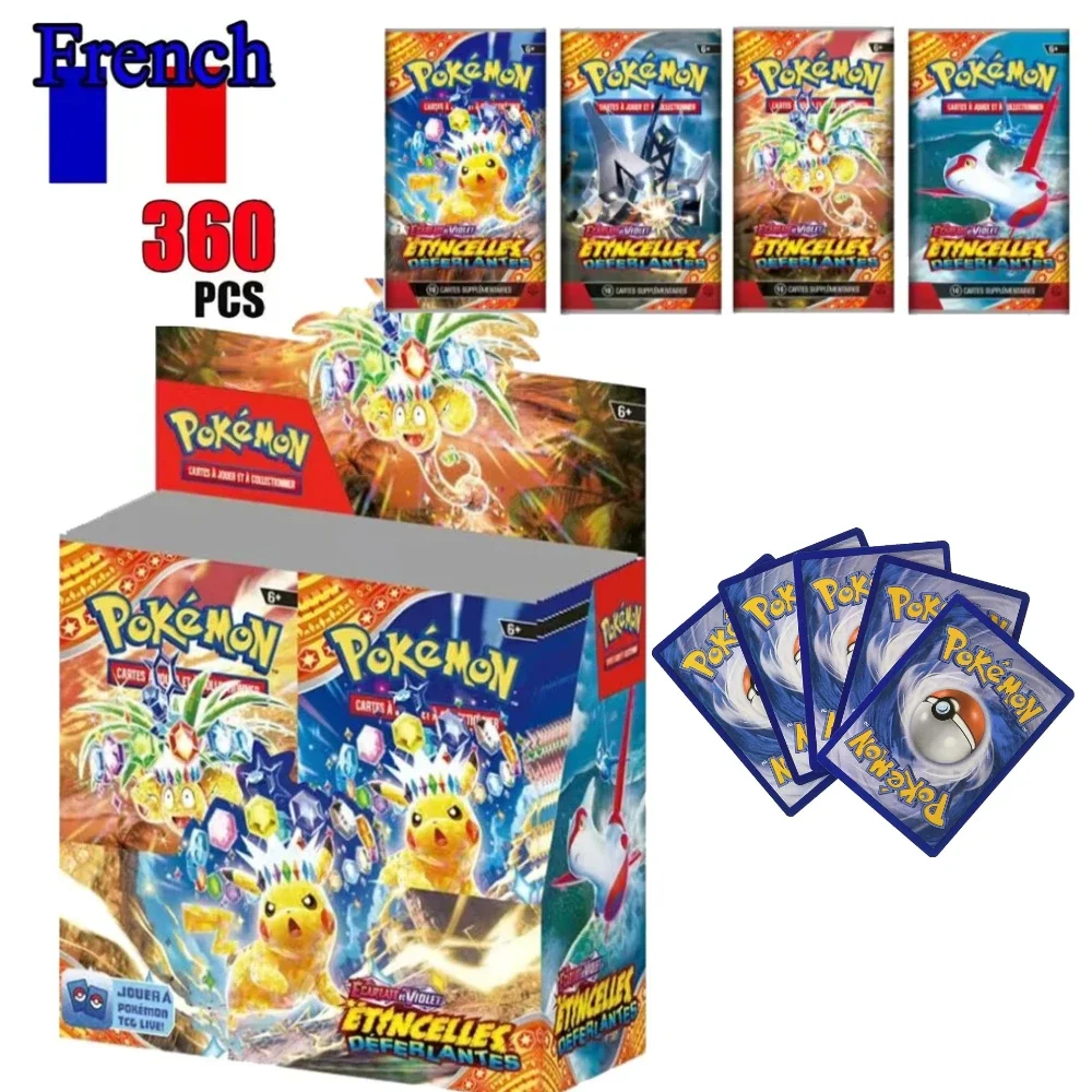 

New 360Pcs French Pokemon Card ECARLATE VIOLET 151 Obsidian Flames Pokémon Booster Battle Transaction Card Festival Gift