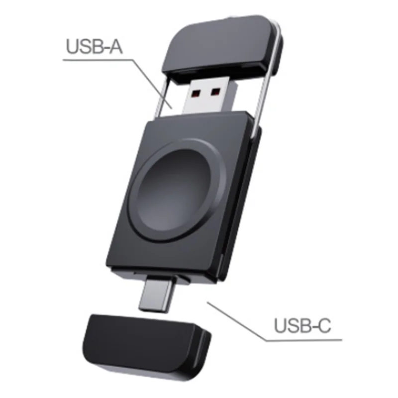 【Подержанные предложения】Новое беспроводное зарядное устройство для часов с двумя USB A Type-C, подходящее для 1-9 поколения/SE Pro2, белого цвета