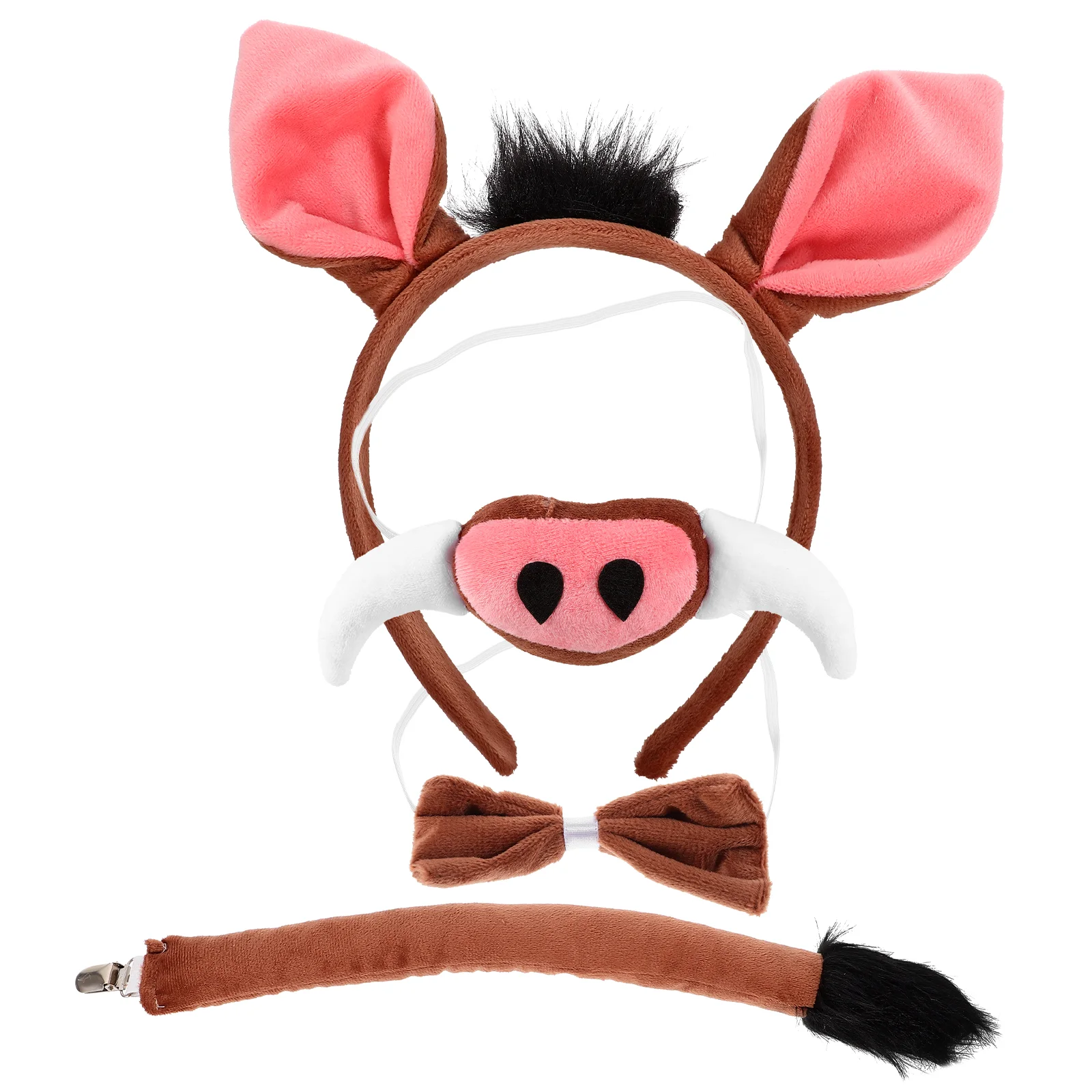 

Animal Costume Nose Warthog Headband Apparel Pig Ear for Party Props Cat Tail Fabric Child