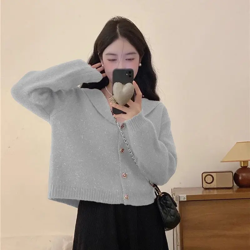 

French V-neck Sweater Women's New Style Slimming Loose Casual Slimming Versatile Base Sweater Knitted Short Top
