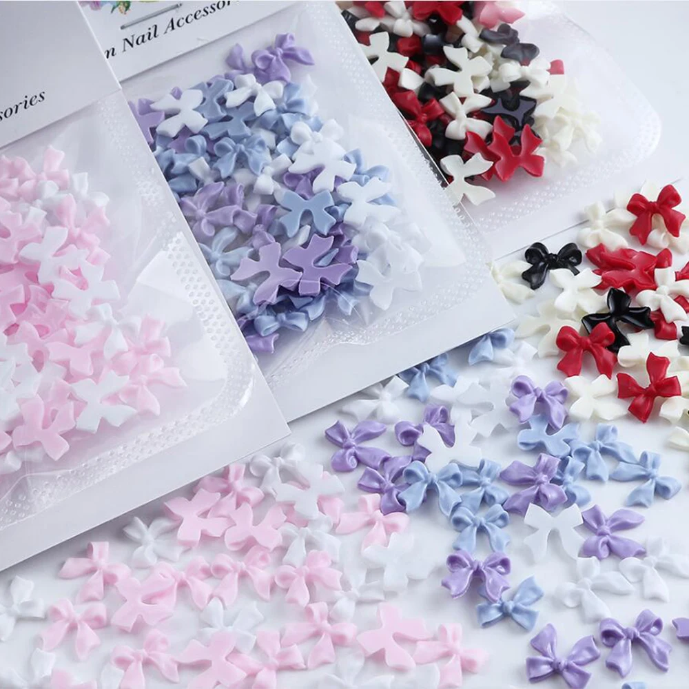 400pcs(4color)Japan Classic Bow Nail Charms 3D Cream Color Bowknot Jewelry Y2K Parts Ornament DIY Manicure Decoration Accessory！