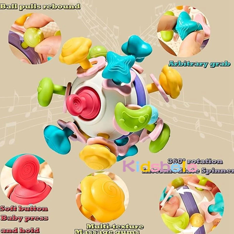 Soft Rubber Hand Grab Ball Space Hand Grip Ball Soft Rubber Finger Exercise Toy Baby Teether Rattle Montessori Toys