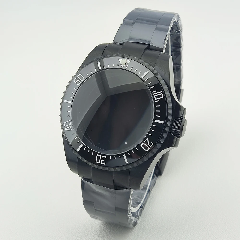 

Корпус часов 43 мм, черный корпус, сапфировое стекло, водостойкий корпус 200 АТМ nh35, подходит для механизмов NH35 NH36 4R35 4R36 NH34 NH38 NH39