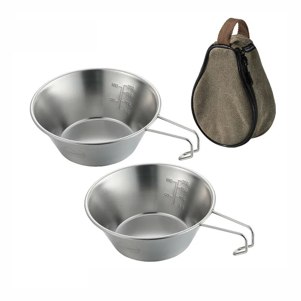 CAMPINGMOON-Juego de cuencos y tazas de Sierra, 2 piezas/4 piezas, vajilla de acero inoxidable para exteriores, Camping y Picnics con bolsa de