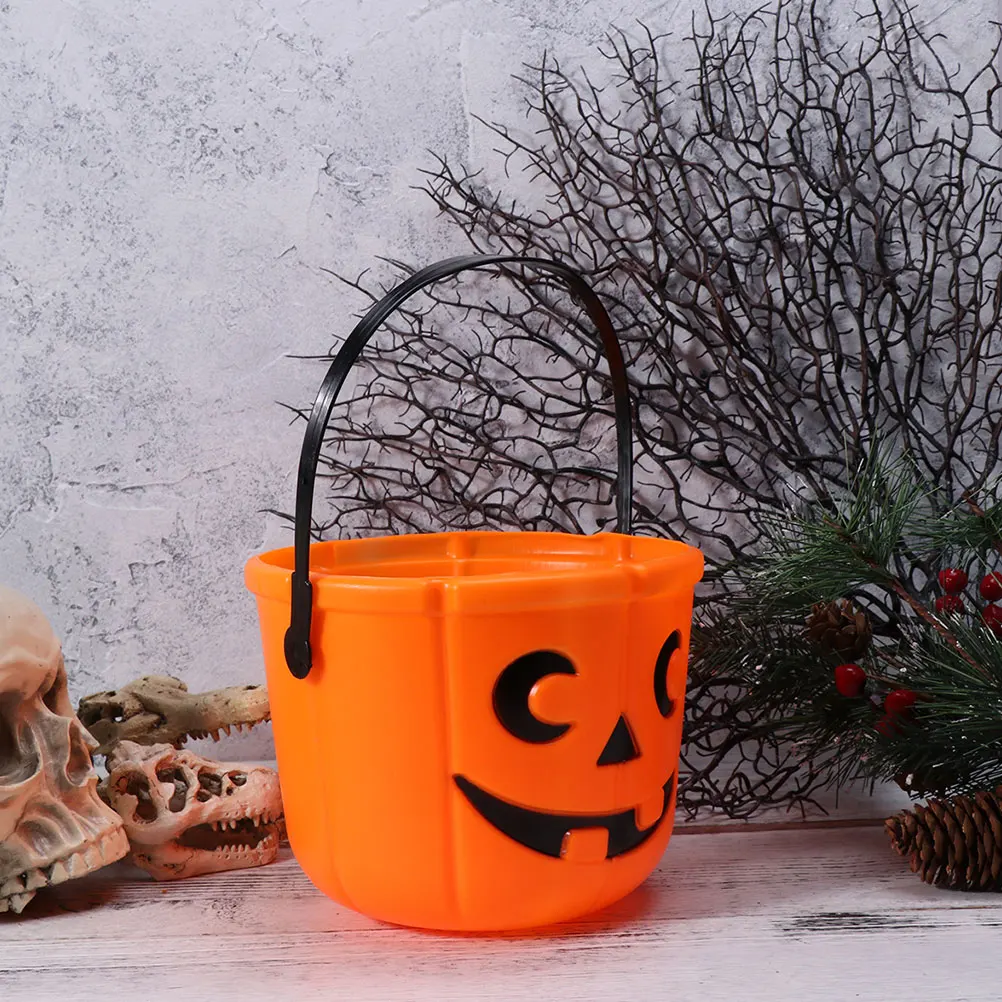 

4pcs Pumpkin Bucket Halloween Candy Holder Kids Snack Storage Buckets Portable Treat Baskets Gift for Trick