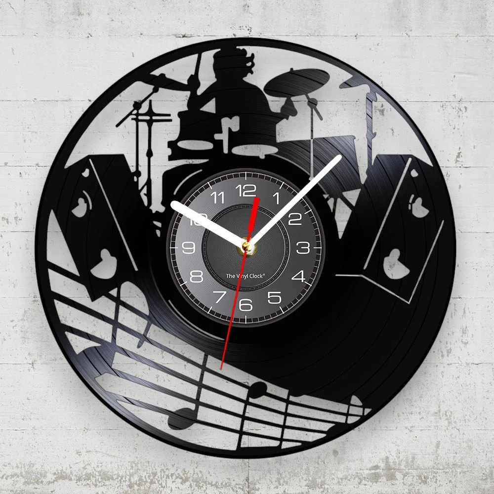 Reloj de Pared de Vinilo con Forma de Guitarra, Luz Nocturna LED, Instrumento Musical de Banda de Rock, Decoración Moderna para el Hogar, Reloj de Pared, Duvar Saati
