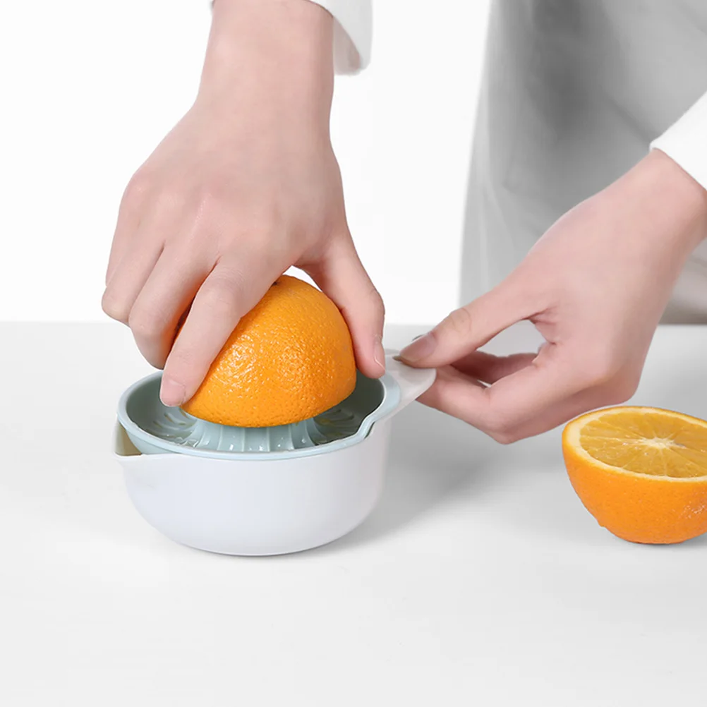 2 قطعة عصارة ليمون يدوية، عصارة فواكه محمولة مدمجة لأداة المطبخ القابلة للغسل باللون البرتقالي