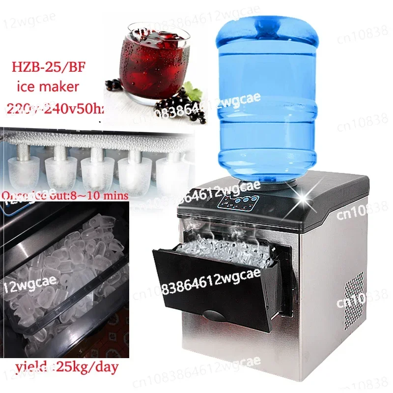 220-240V L/M/S Size  Electric Ice Maker 25kg/day Commercial Countertop Automatic Ice Making Machine Ice Cube Making Machine