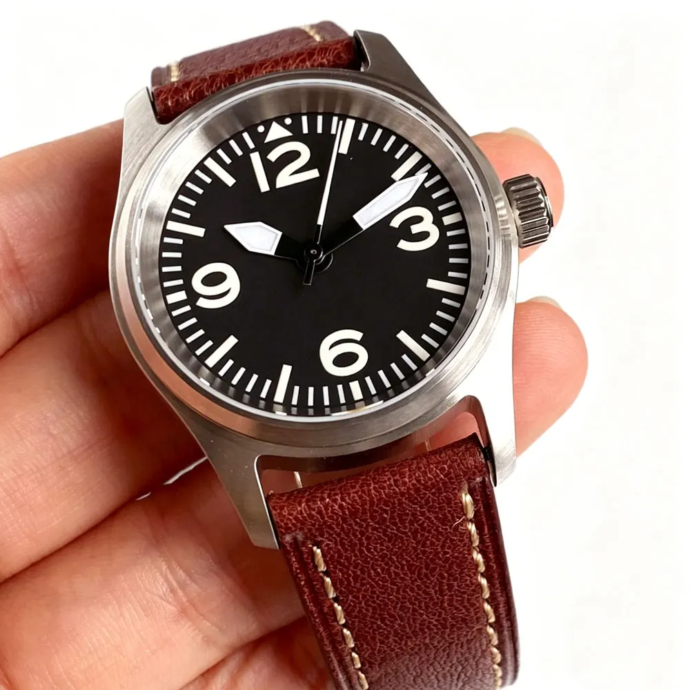 Tandorio 36mm Diving Watch Pilot Aviator Miyota 8215 Automatic Watch Men 20ATM Water Resistant Black Dial Sapphire Date New