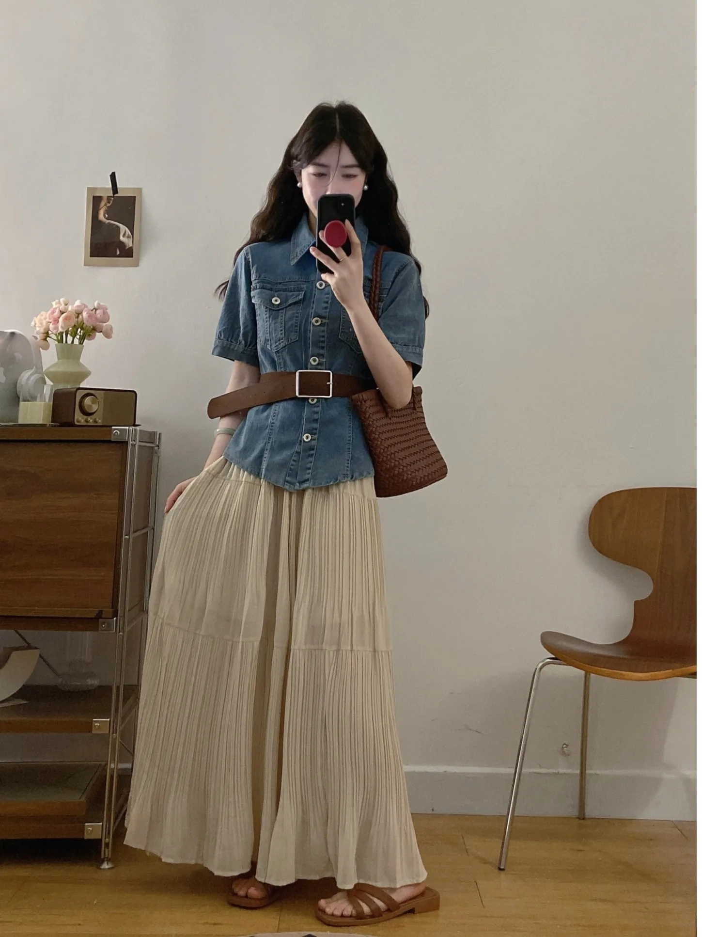 

plus Size Women's Retro High Waist Slim Fit Denim Jaet ort Sve Summer New Sle Versatile Skirt Faionable Outfit