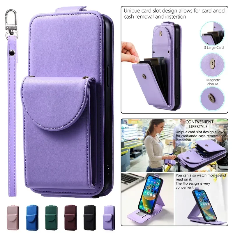 

Lanyard Leather Wallet Card Phone Case for XiaoMi RedMi 12 11A 10C 9 Note 13 12 Pro Plus 11 11S 10 10T 9 8 Wrist Rope Flip Cover
