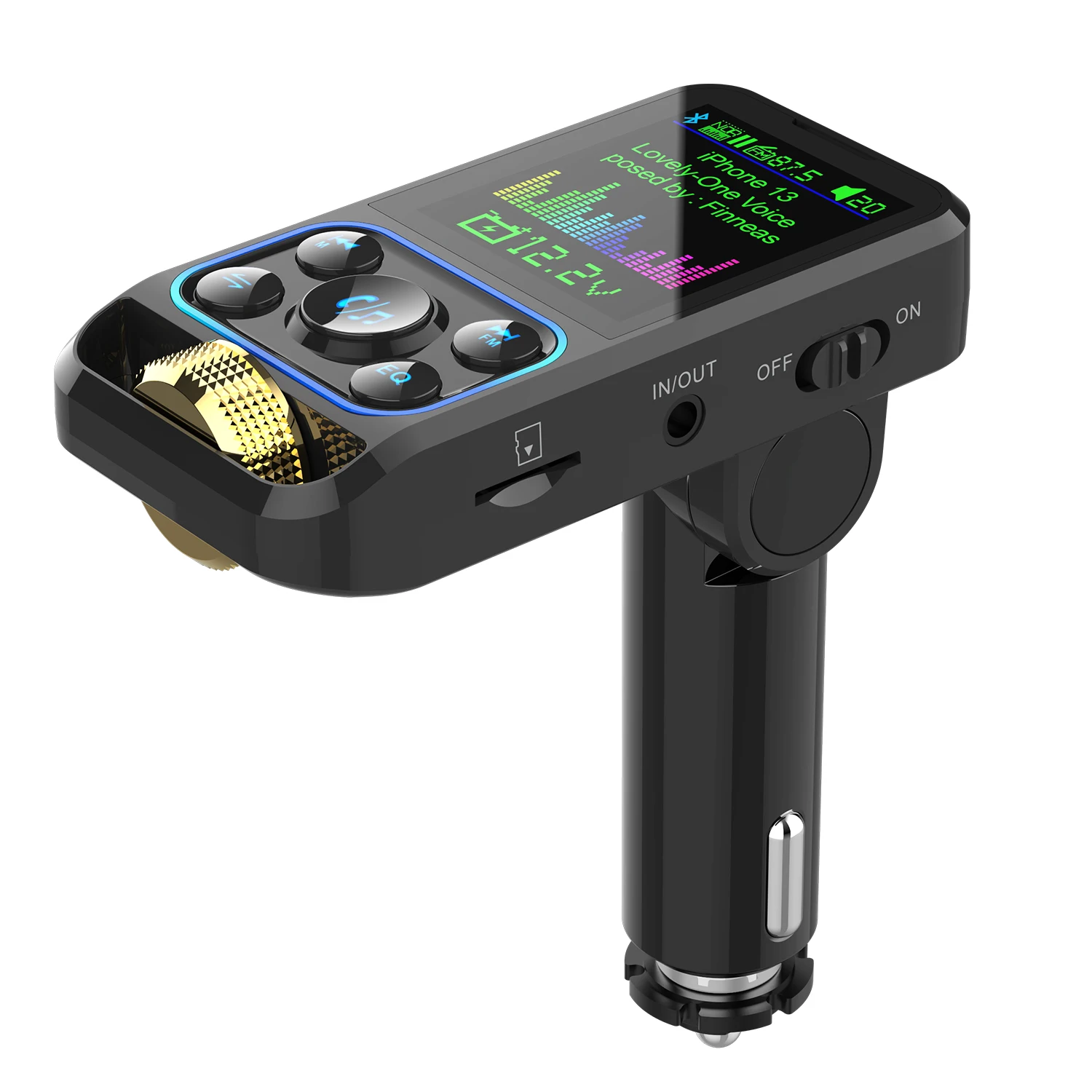 

Dual Fast Charging Black Bluetooth MP3 Player Plastic Bluetooth 5.3 MP3 Player FM Transmitter EQ Regulator Car Accessories