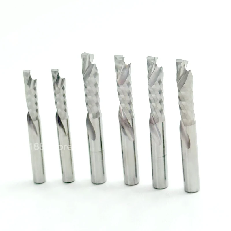 

10 шт. спиральные твердосплавные фрезы 3,175/4/6 мм - одна флейта вверх вниз для компрессионных концевых фрез по дереву