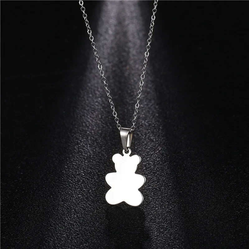 2021 New Trend Cute Bear Necklace For Women Stainless Steel Minimalist Animal Pendant & Choker Jewelry Gift High Quality