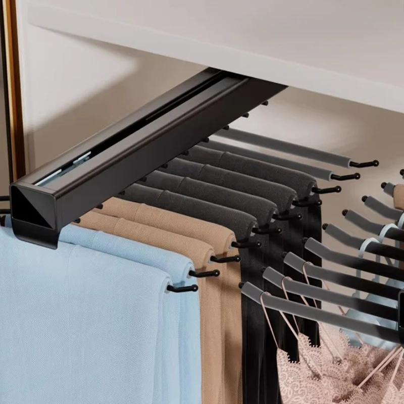 

Household Cloakroom Multi-functional Pull-out Top Double-row Trouser Rack Telescopic Slide