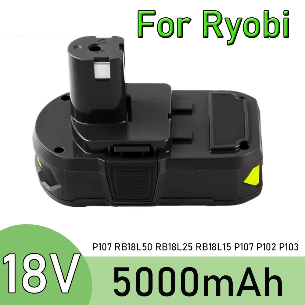 For Ryobi 18V 5000mAh Li-ion Battery For Ryobi P107 Replacement Battery RB18L50 RB18L25 RB18L15 P107 P102 P103 with LED