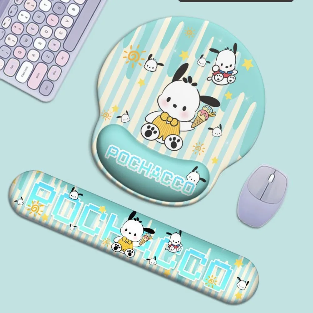 

Cartoon Sanrio Pacha Dog Mouse Pad Wrist Guard Hello Kitty Office Silicone Cute Upholstered Office Keyboard Support Accessories