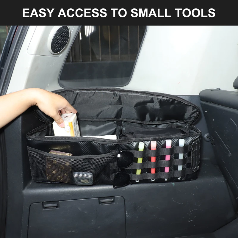 

Для Toyota FJ Cruiser 07-21 ткань Оксфорд, черный багажник автомобиля, боковой ящик для хранения, сумка-органайзер, карман, внутренние автомобильные аксессуары